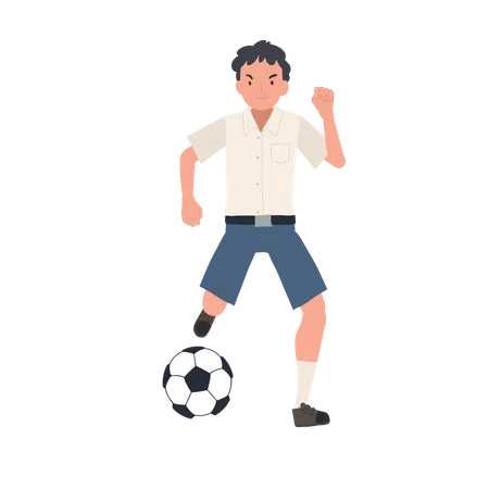 Boy Playing Football After School  Illustration