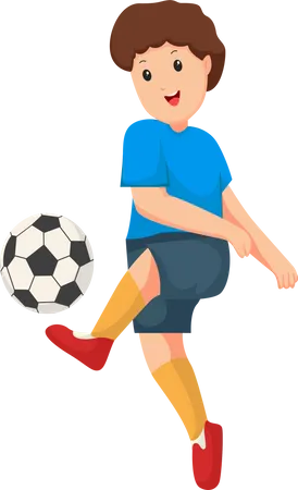 Boy Playing Football  Illustration