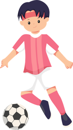 Boy Playing Football  Illustration