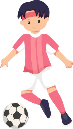 Boy Playing Football  Illustration