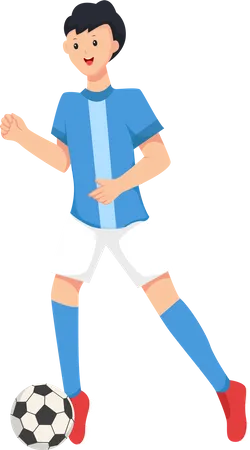 Boy Playing Football  Illustration