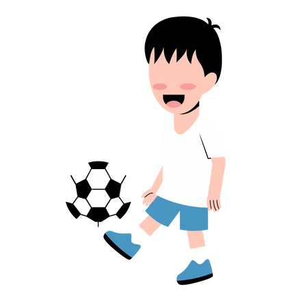 Boy Playing Football  Illustration