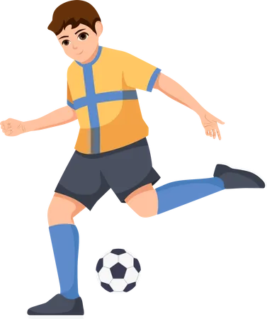 Boy Playing Football  Illustration