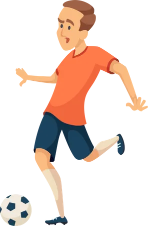 Boy Playing Football  Illustration