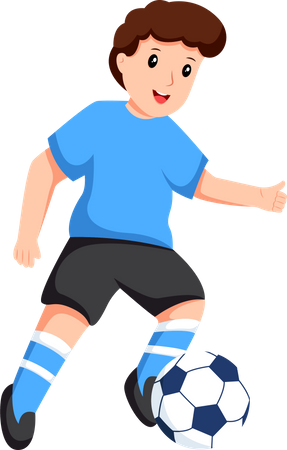 Boy Playing Football  Illustration
