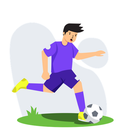 Boy Playing Football Kick  Illustration