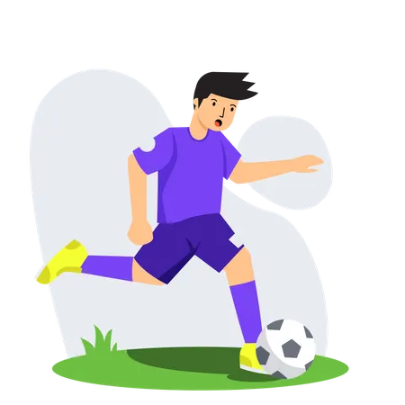 Boy Playing Football Kick  Illustration