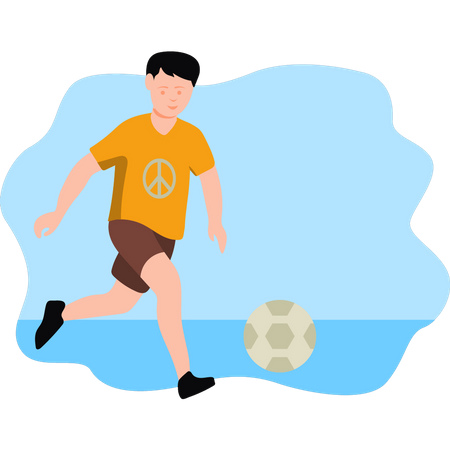 Boy playing football on peace day  Illustration