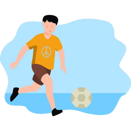 Boy playing football on peace day  Illustration