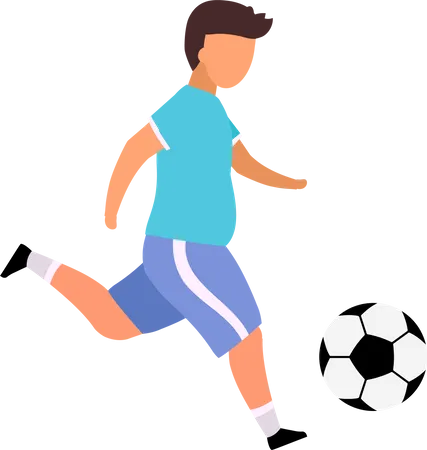 Boy playing football to reduce weight Illustration