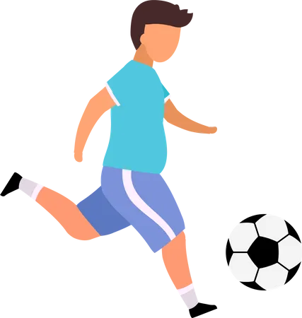 Boy playing football to reduce weight  Illustration