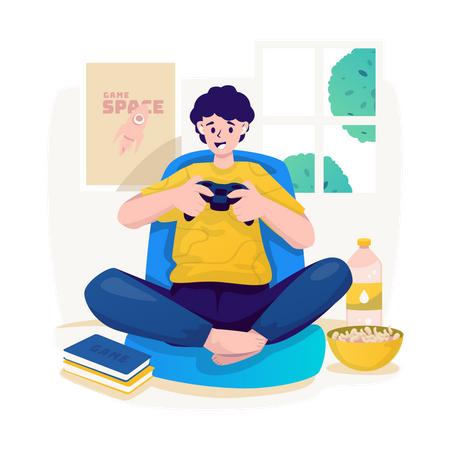 Boy Playing game  Illustration