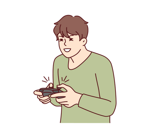 Boy playing game with joystick  Illustration