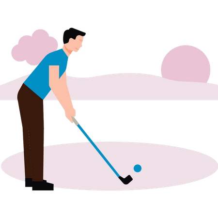 Boy playing golf Illustration
