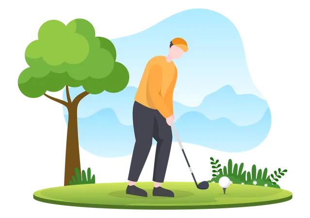 Boy playing golf  Illustration