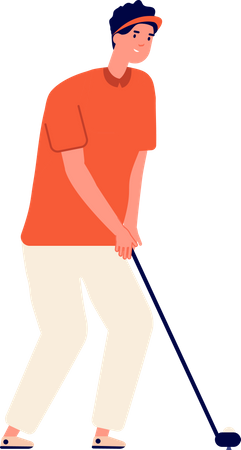 Boy playing golf  イラスト
