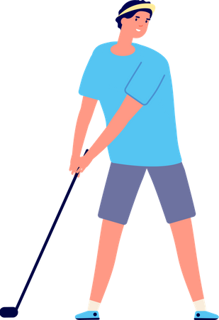 Boy playing golf  イラスト