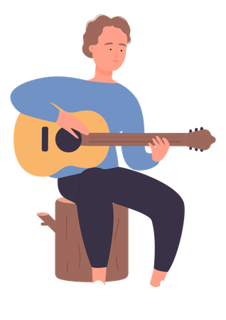 Boy playing guitar  Illustration