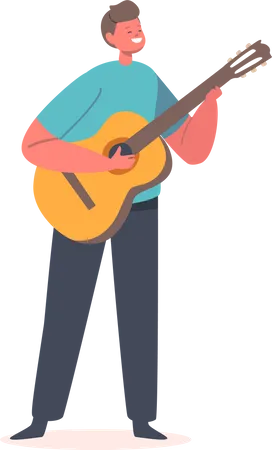 Boy playing guitar Illustration