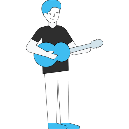 Boy playing guitar Illustration