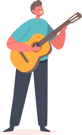 Boy playing guitar  Illustration