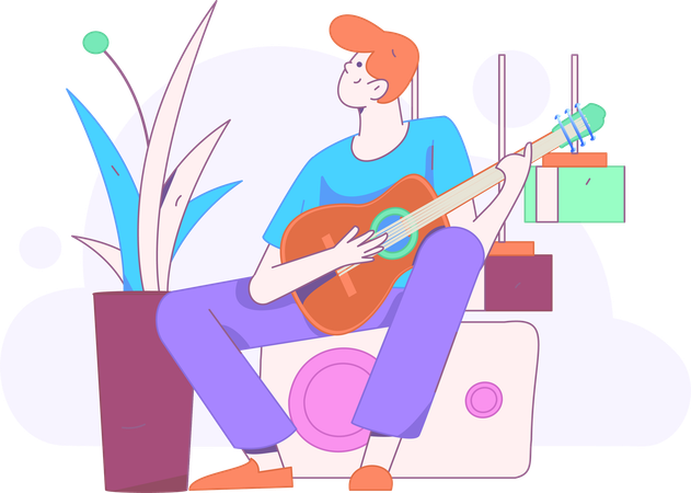 Boy playing guitar  Illustration