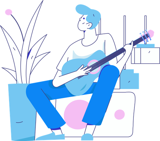 Boy playing guitar  Illustration