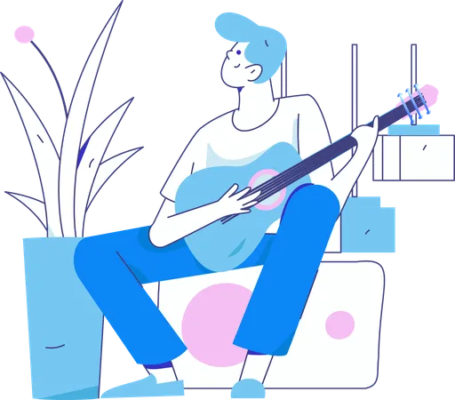 Boy playing guitar  Illustration