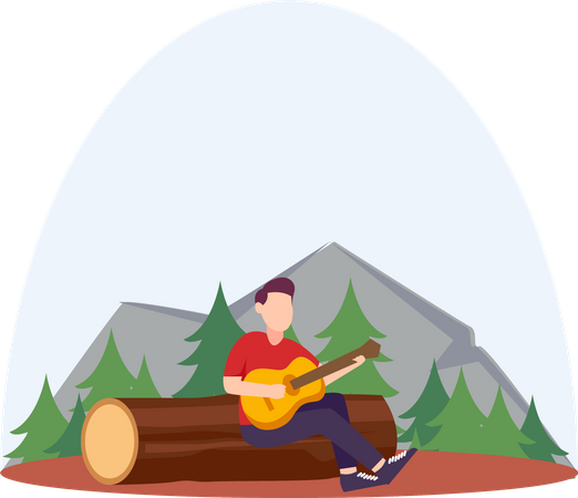 Boy playing guitar  Illustration