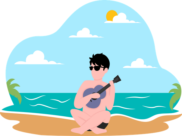 Boy playing guitar  Illustration