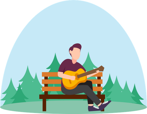 Boy playing guitar  Illustration