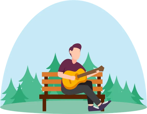 Boy playing guitar  Illustration