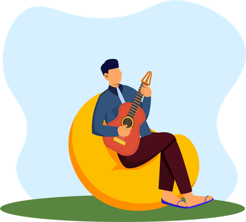 Boy playing guitar  Illustration