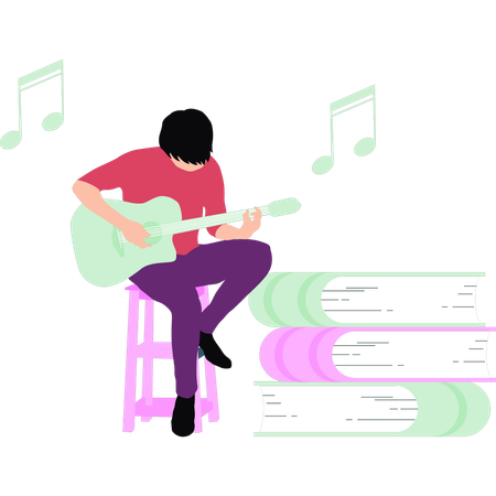 Boy playing guitar  Illustration