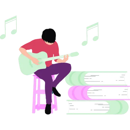 Boy playing guitar  Illustration