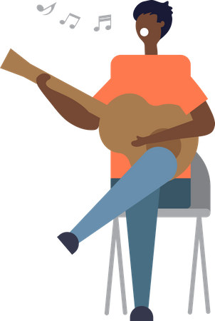 Boy playing guitar  Illustration