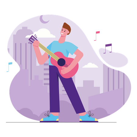 Boy playing guitar  Illustration