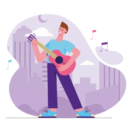 Boy playing guitar  Illustration