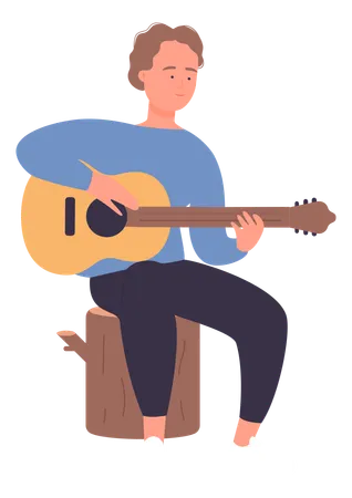 Boy playing guitar  Illustration