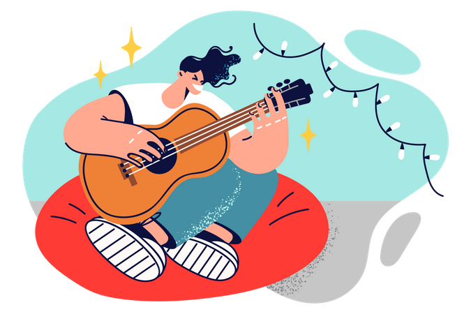 Boy playing guitar  Illustration