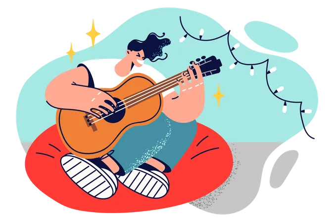 Boy playing guitar  Illustration