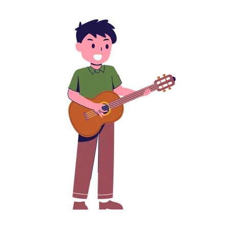 Boy Playing Guitar  Illustration