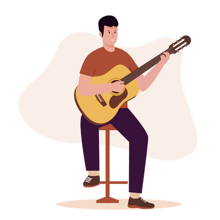 Boy playing guitar  Illustration