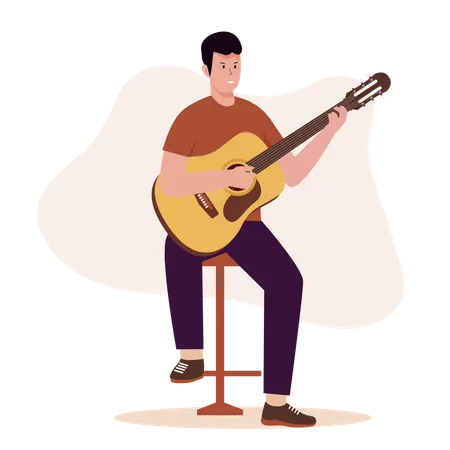 Boy playing guitar  Illustration