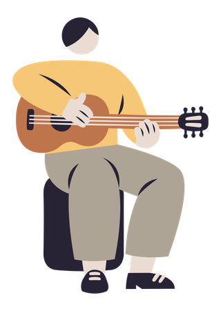 Boy Playing Guitar  Illustration