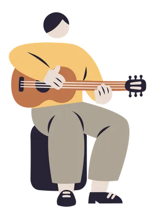 Boy Playing Guitar  Illustration