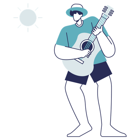 Boy playing guitar  Illustration