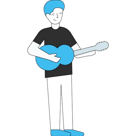 Boy playing guitar  Illustration