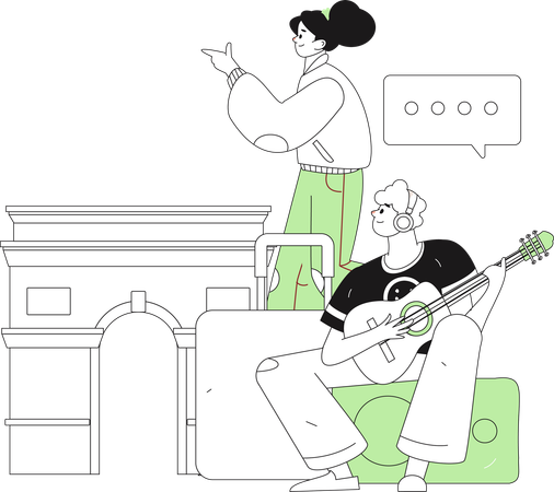 Boy playing guitar  Illustration