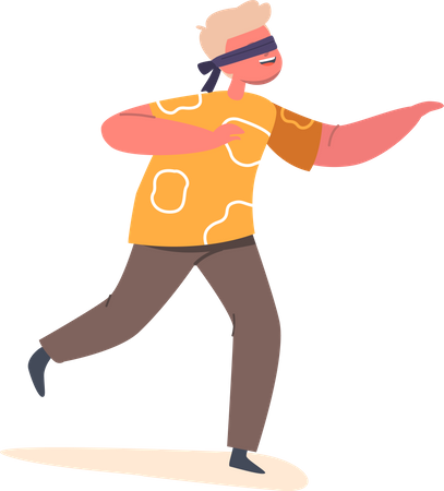 Boy playing hide and seek with blindfolded eyes  Illustration
